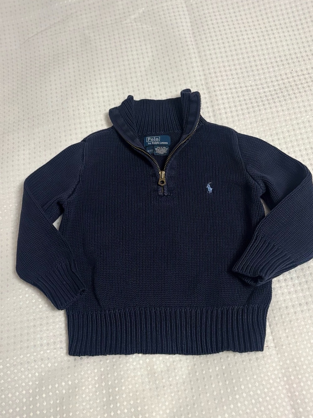 Polo by Ralph Lauren Navy Half-Zip Knit Pullover boys 3T cotton sweater